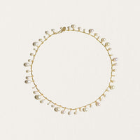 Pearl Scalloped Necklace in Gold