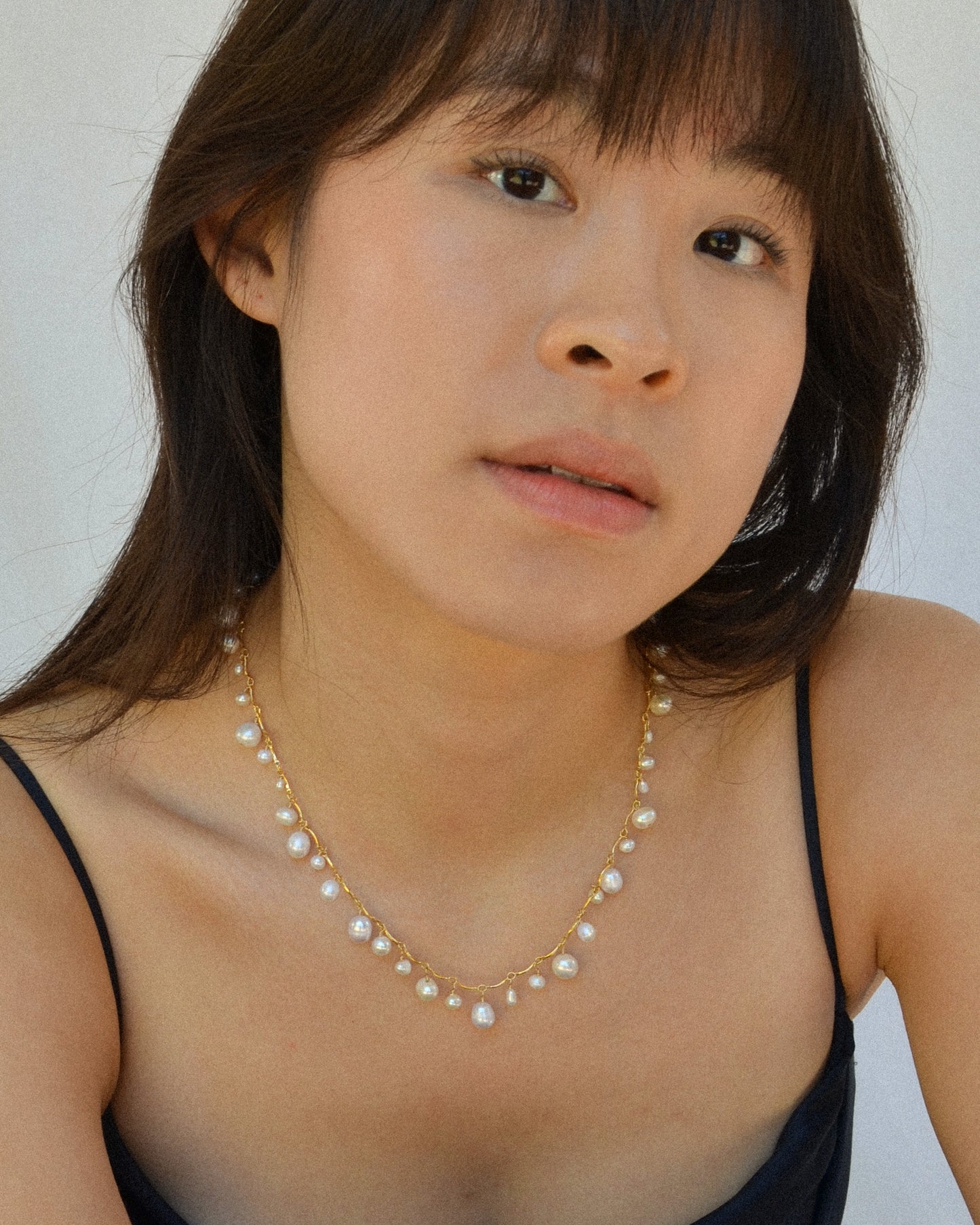 Pearl Scalloped Necklace in Gold