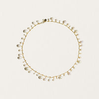 Pearl Scalloped Necklace in Gold