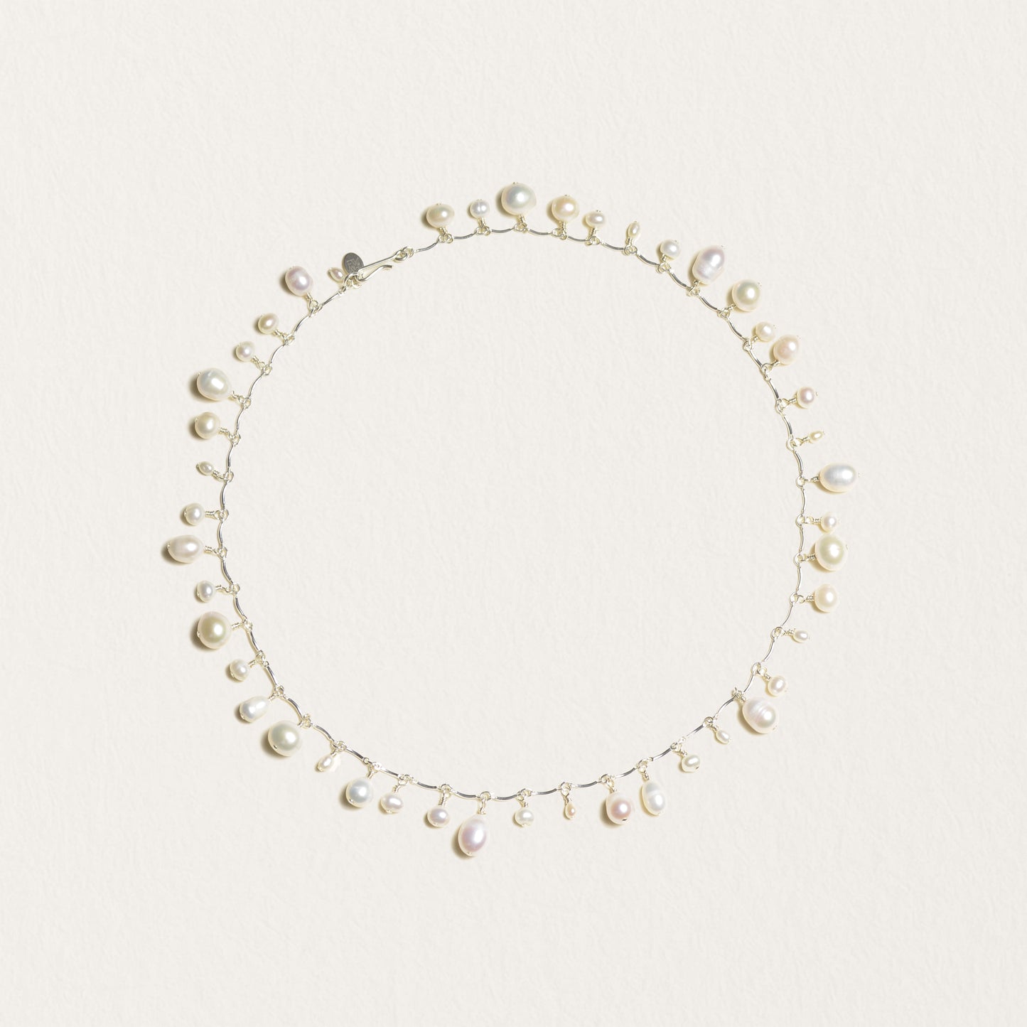 Pearl Scalloped Necklace in Silver