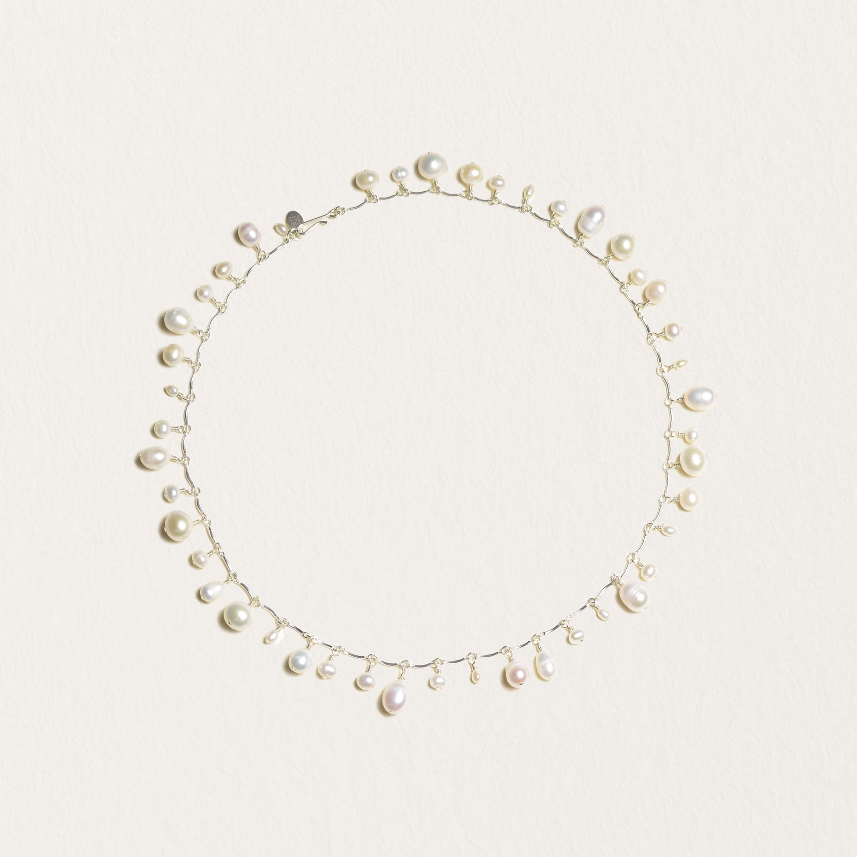 Pearl Scalloped Necklace in Silver