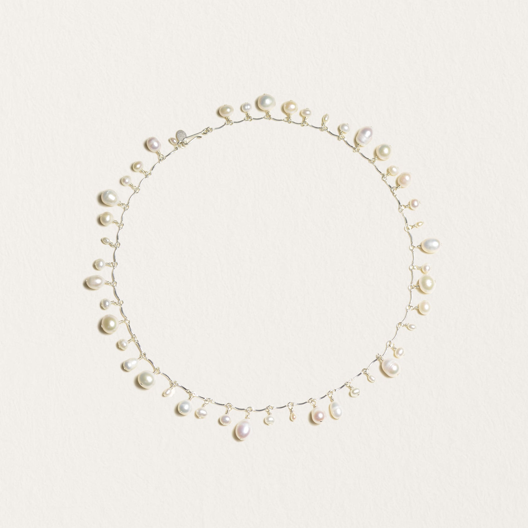 Pearl Scalloped Necklace in Silver