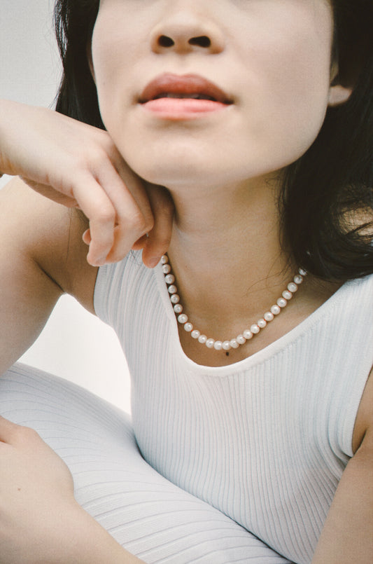 Knotted Silk Pearl Necklace